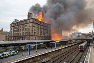 glasgow train station fire closure