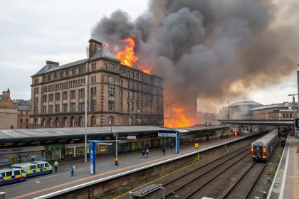 glasgow train station fire closure