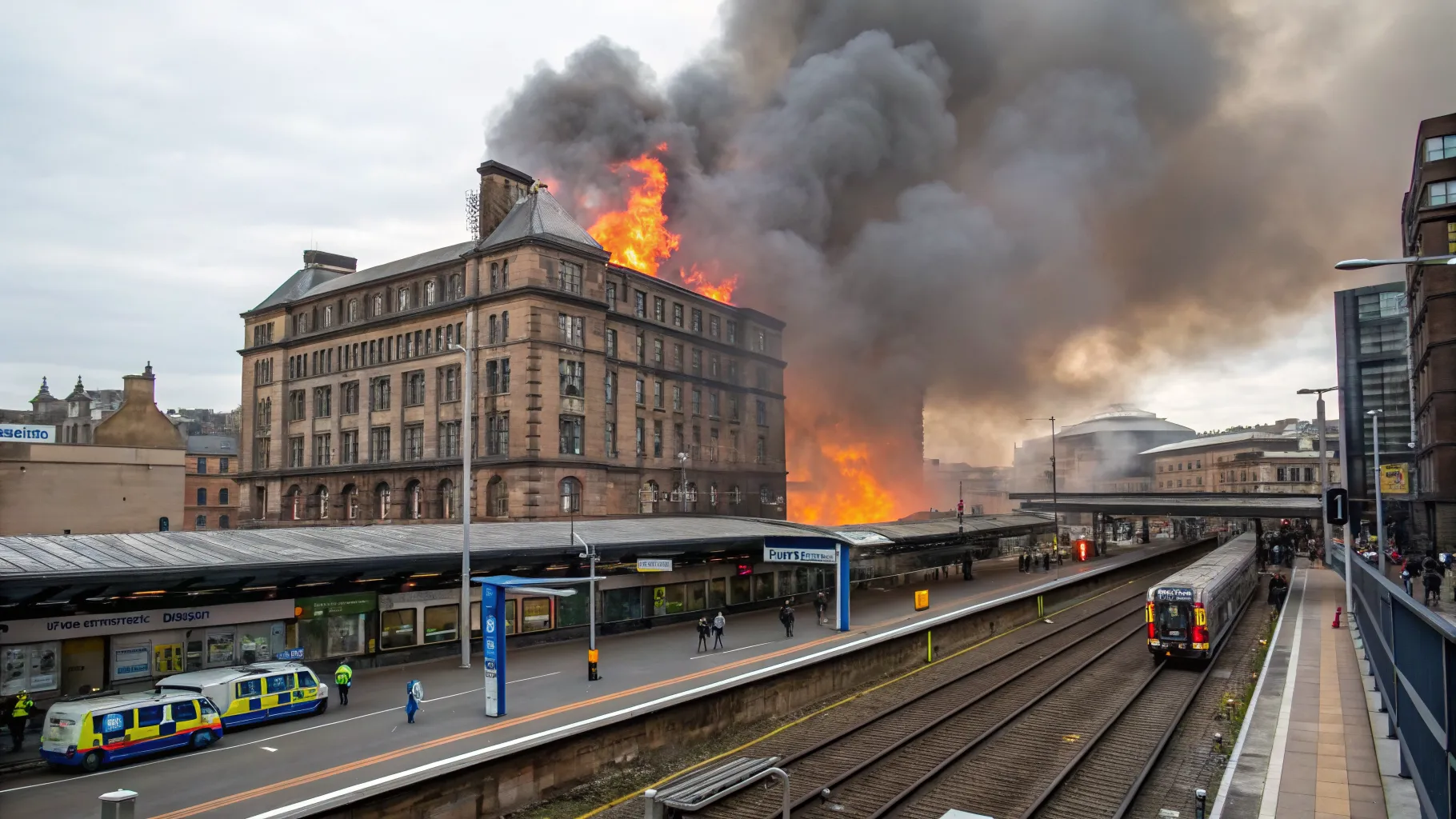 glasgow train station fire closure