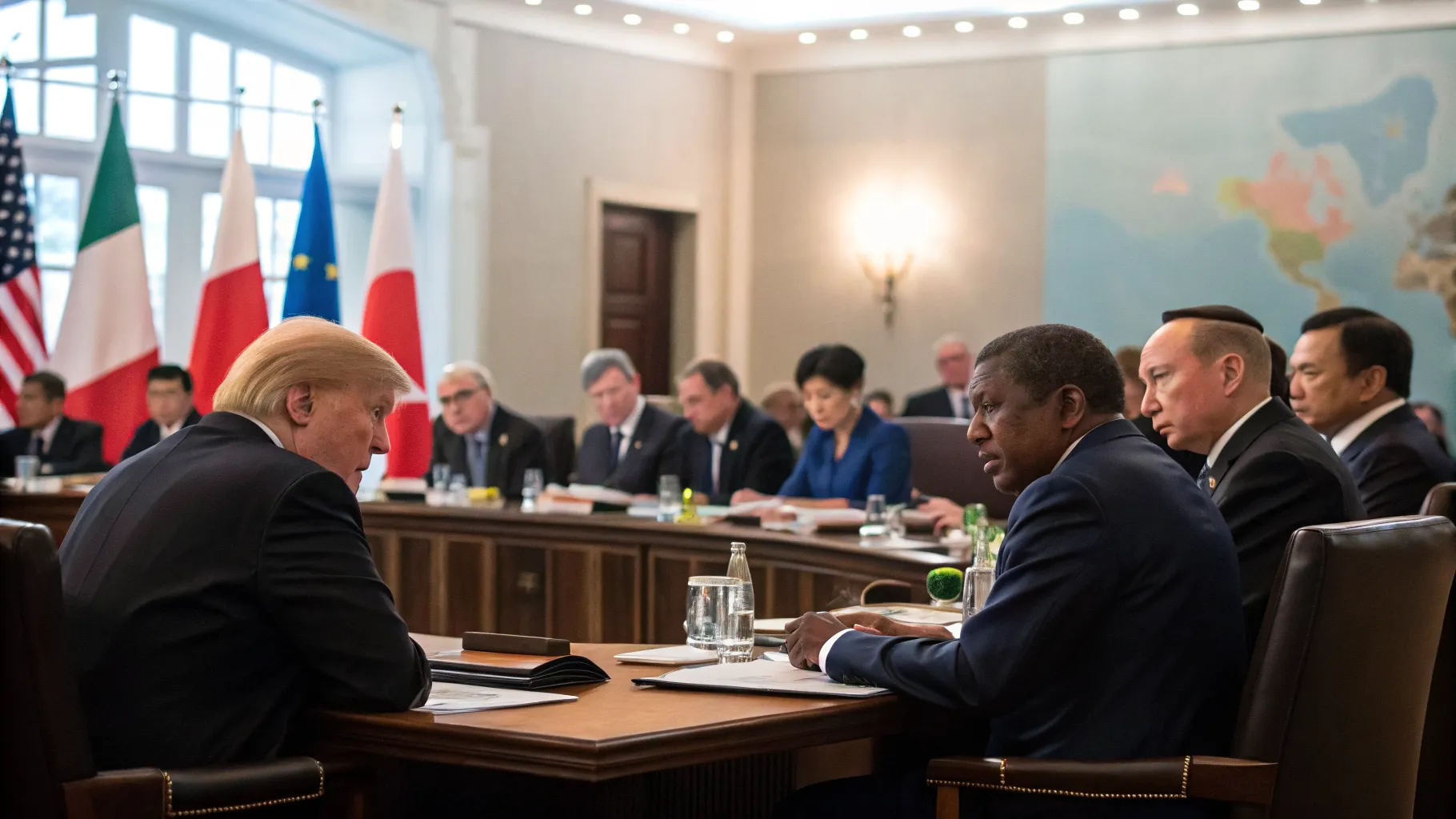 global leaders confront conflict economic strain